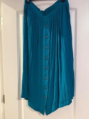 Lee David Collection Vintage Boho Rayon Maxi Skirt Teal Green Size L